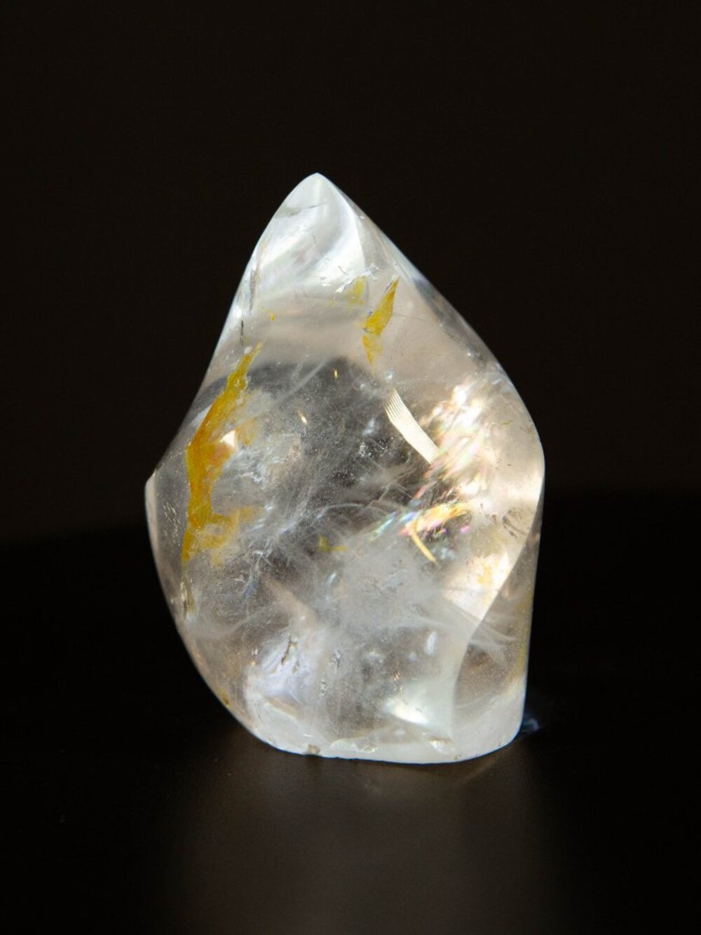 AA+ Clear Quartz Flame Crystal Rainbow & Golden Healer Inclusions 2.5” - Picture 3 of 16